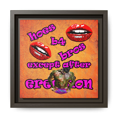 hoes b4 bros - framed canvas art (burnt orange)