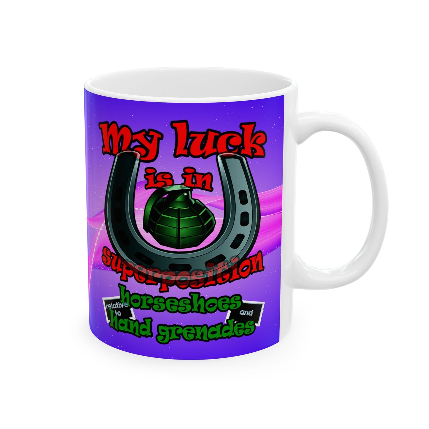 my luck - White Mug (purple-pink wave)