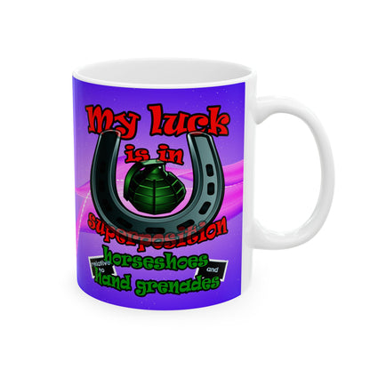 my luck - White Mug (purple-pink wave)