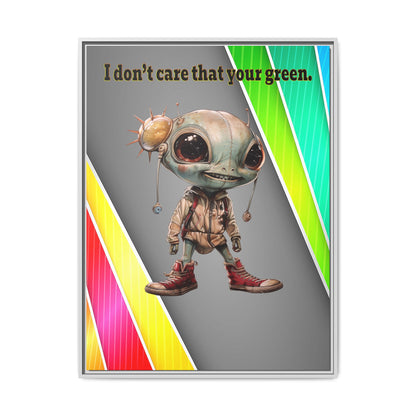 I don't care that your green - framed canvas art (rainbow split)