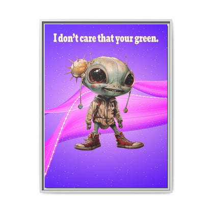I don't care that your green - framed canvas art (purple-pink wave)