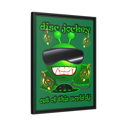 disc jockey - framed canvas art (dark green)