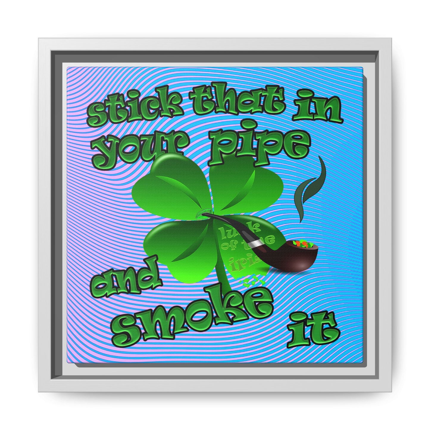 stick that in your pipe and smoke it - framed canvas art (light blue-purple wave)