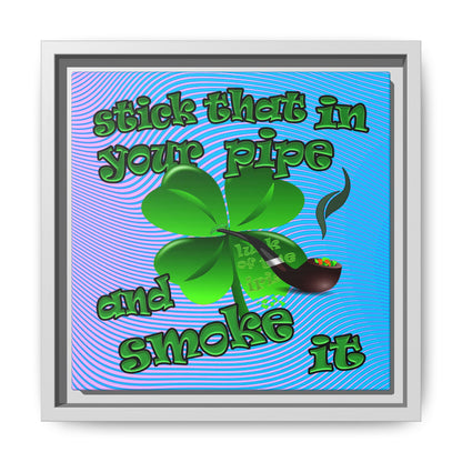 stick that in your pipe and smoke it - framed canvas art (light blue-purple wave)