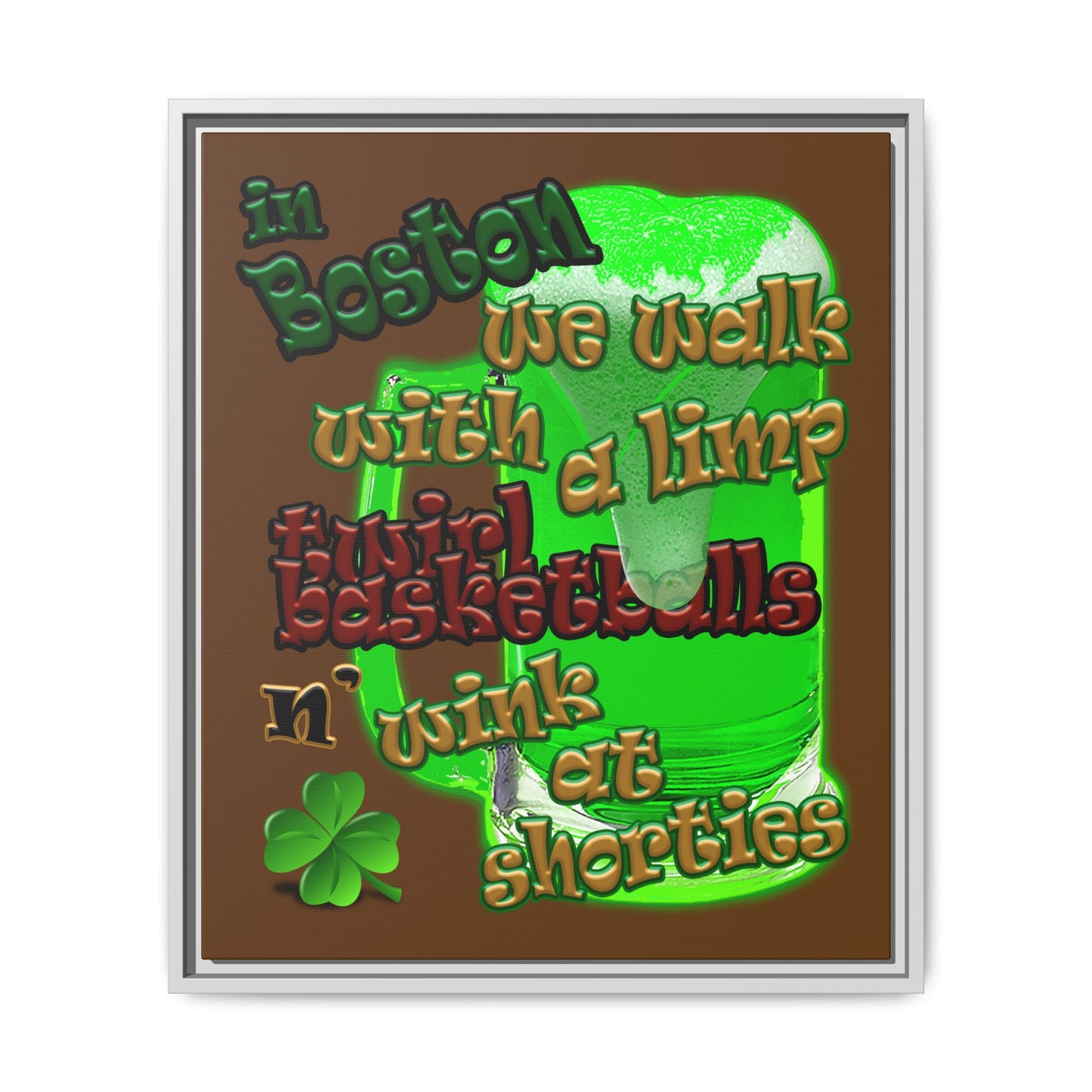 celtics logo - framed canvas art (brown)