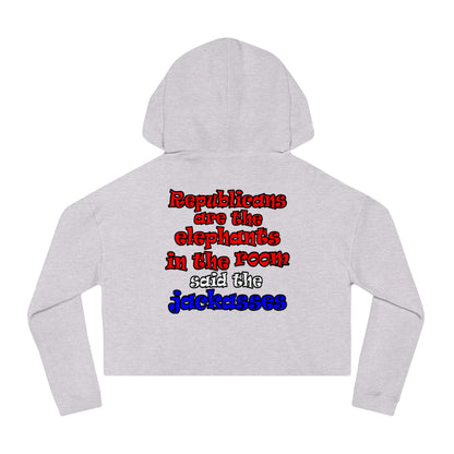 donkeys and elephants - Women’s Cropped Hooded Sweatshirt