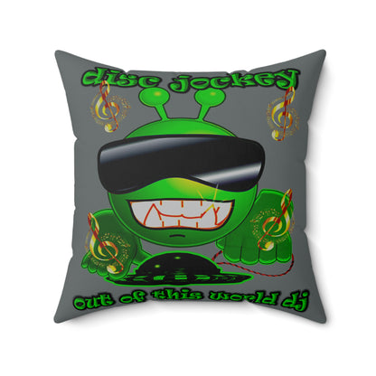 disc jockey - Spun Polyester Square Pillow - (dark grey)