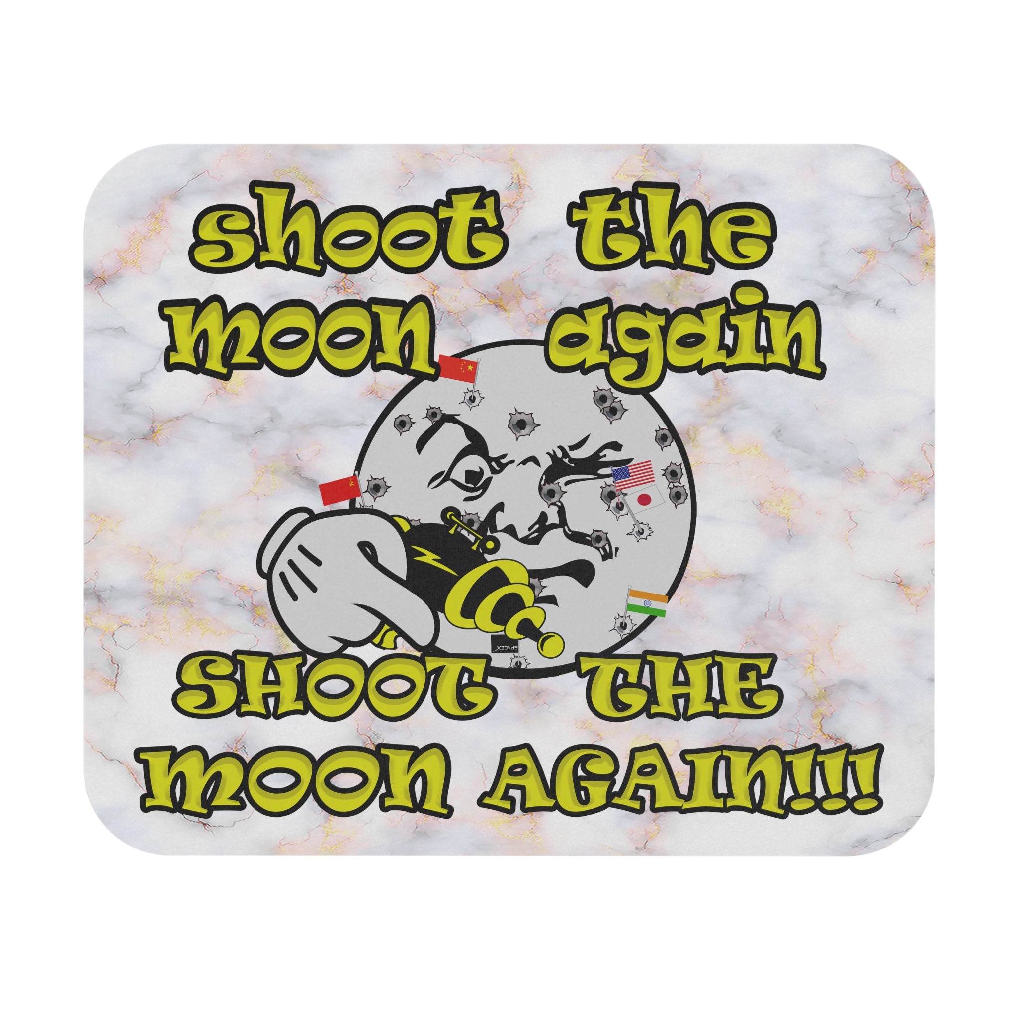 shoot the moon again - Mouse Pad (Rectangle) (white marble)