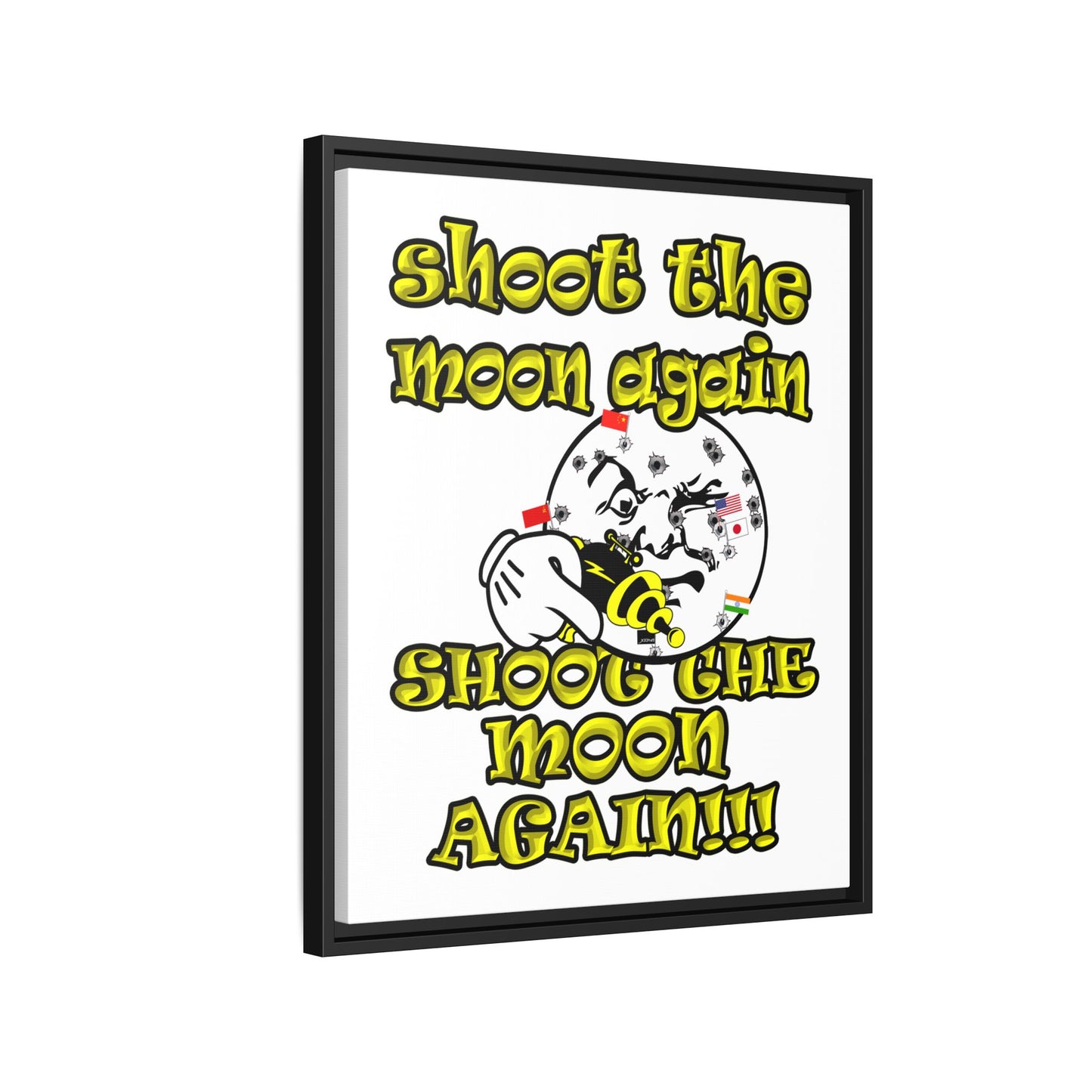 shoot the moon again - framed canvas art (white)