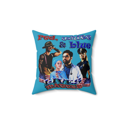rw&b lives matter - Spun Polyester Square Pillow - (turquoise)