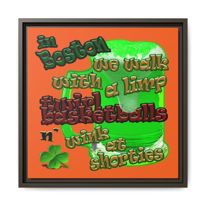 celtics logo - framed canvas art (orange)