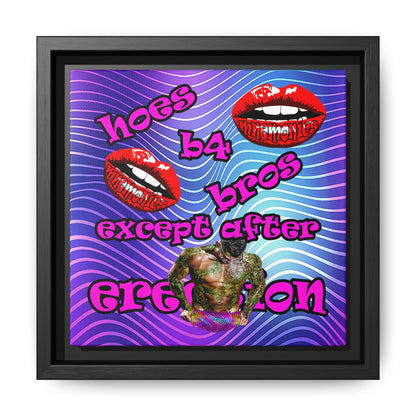 hoes b4 bros - framed canvas art (purple wave)