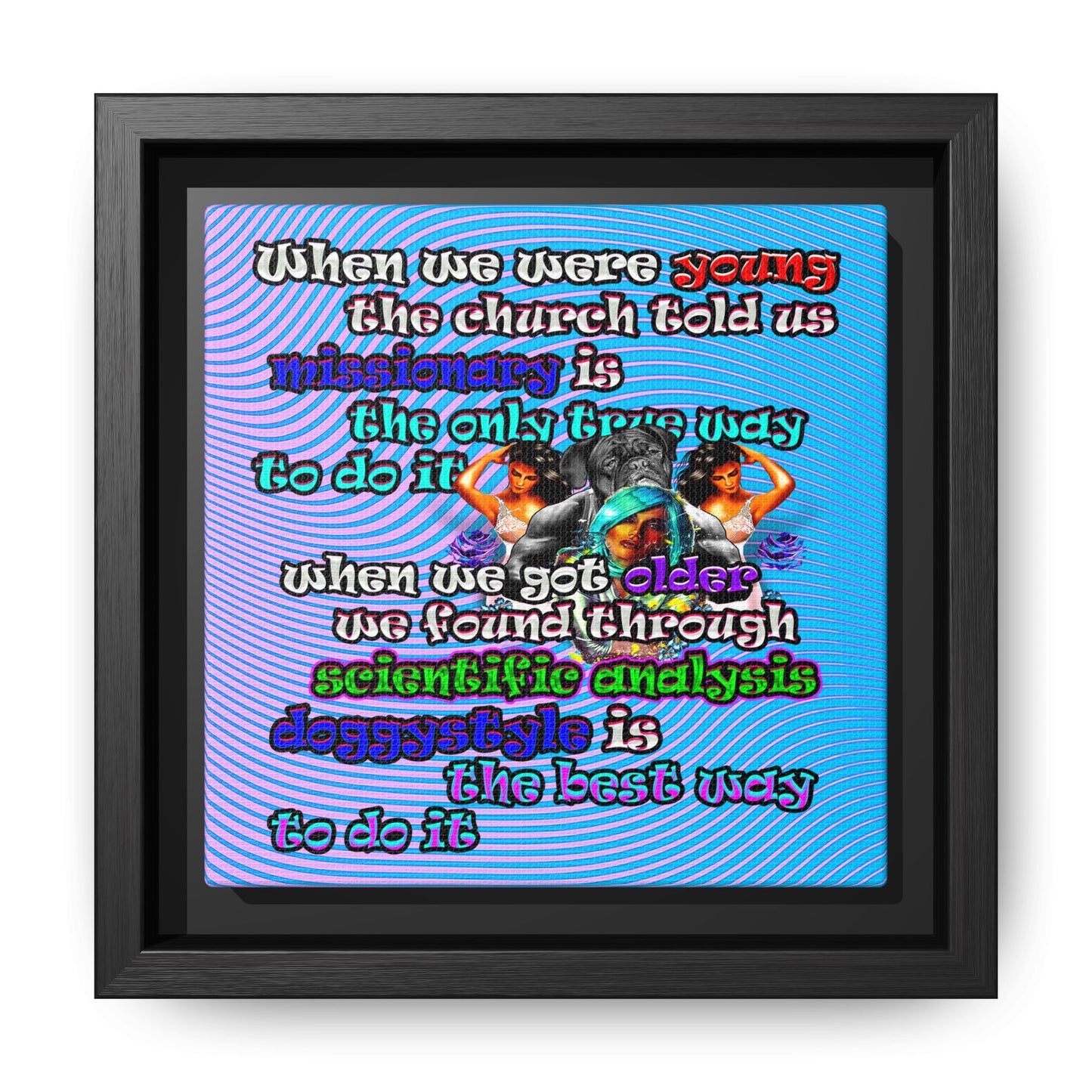 doggystyle - framed canvas art (light blue-purple wave)