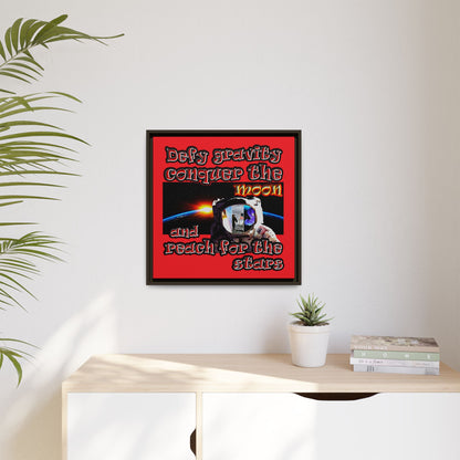 defy conquer reach - framed canvas art (red)