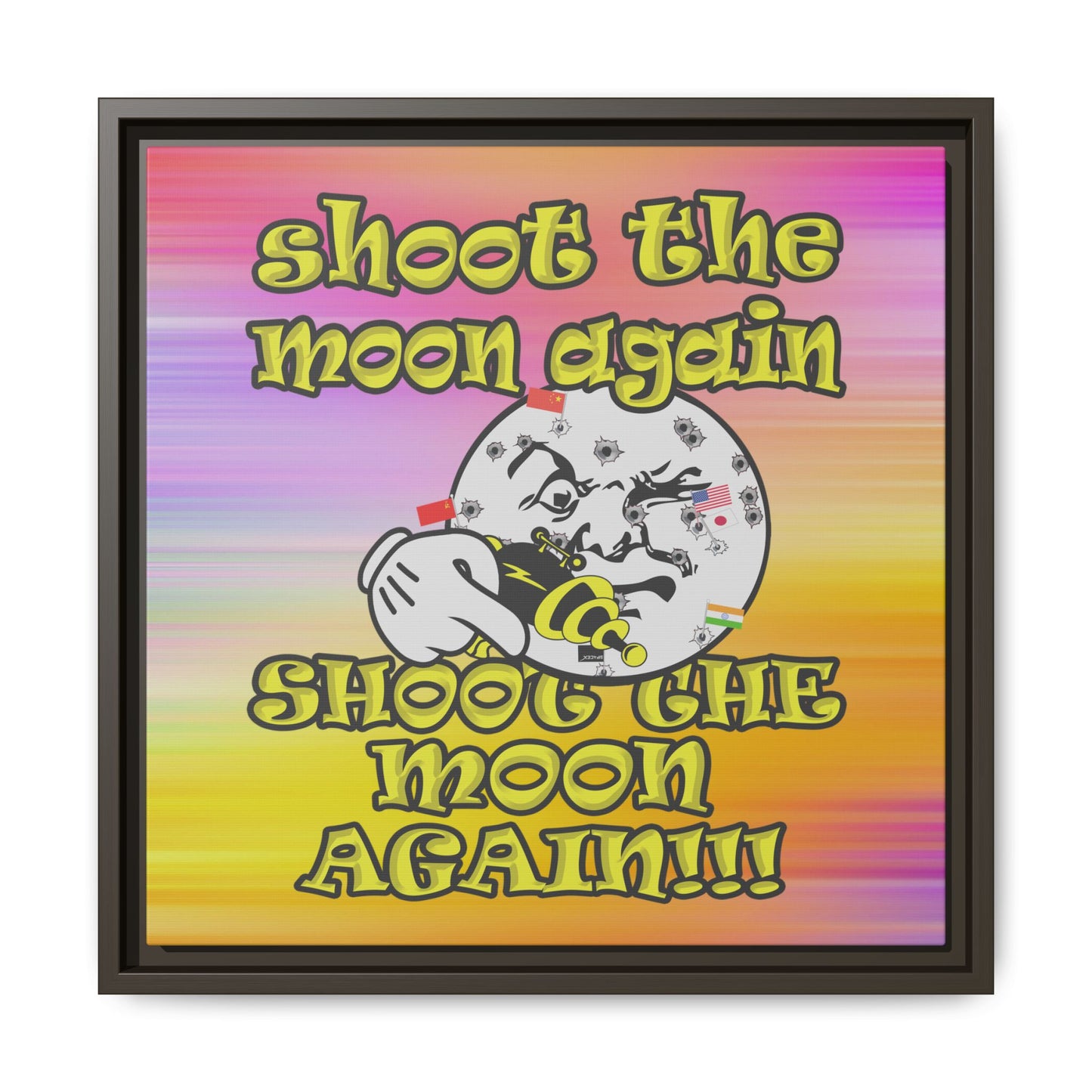 shoot the moon again - framed canvas art (color blur)