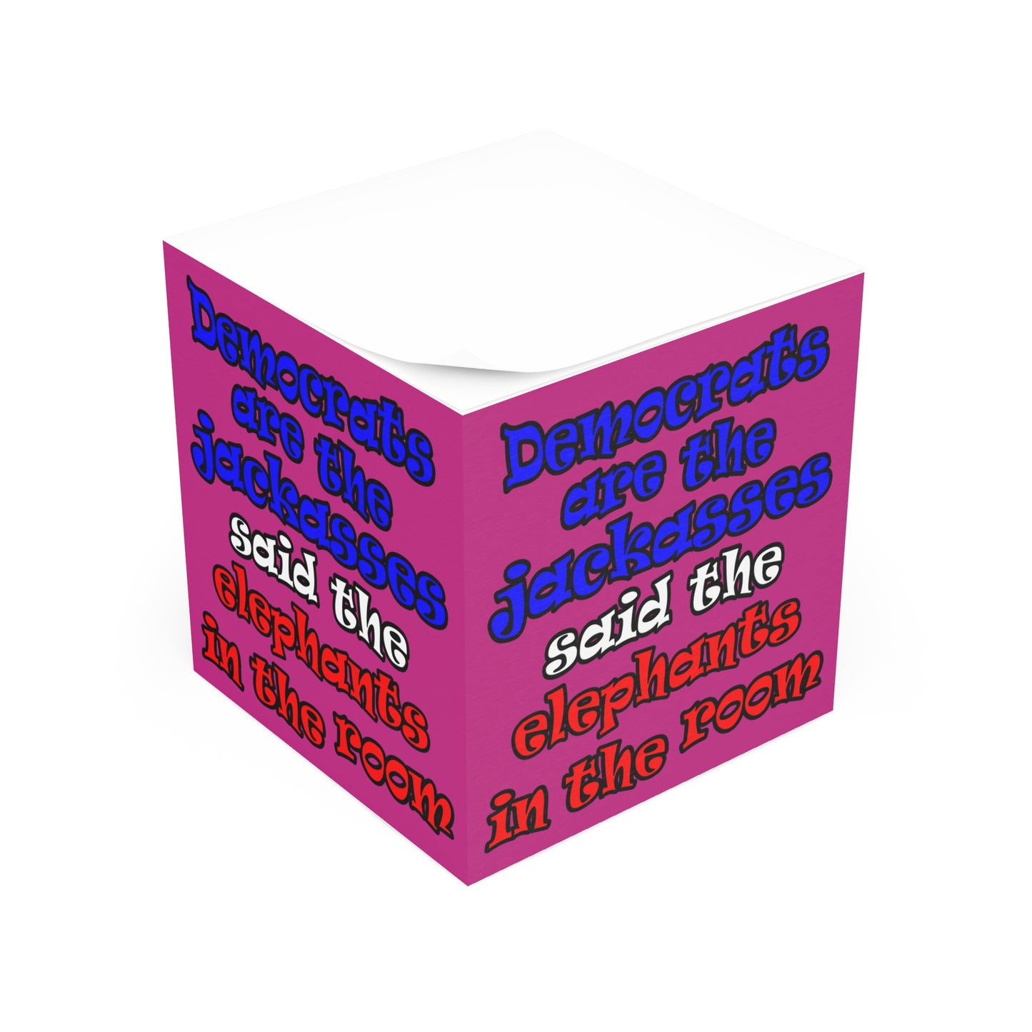 donkeys and elephants - note cube (pink)