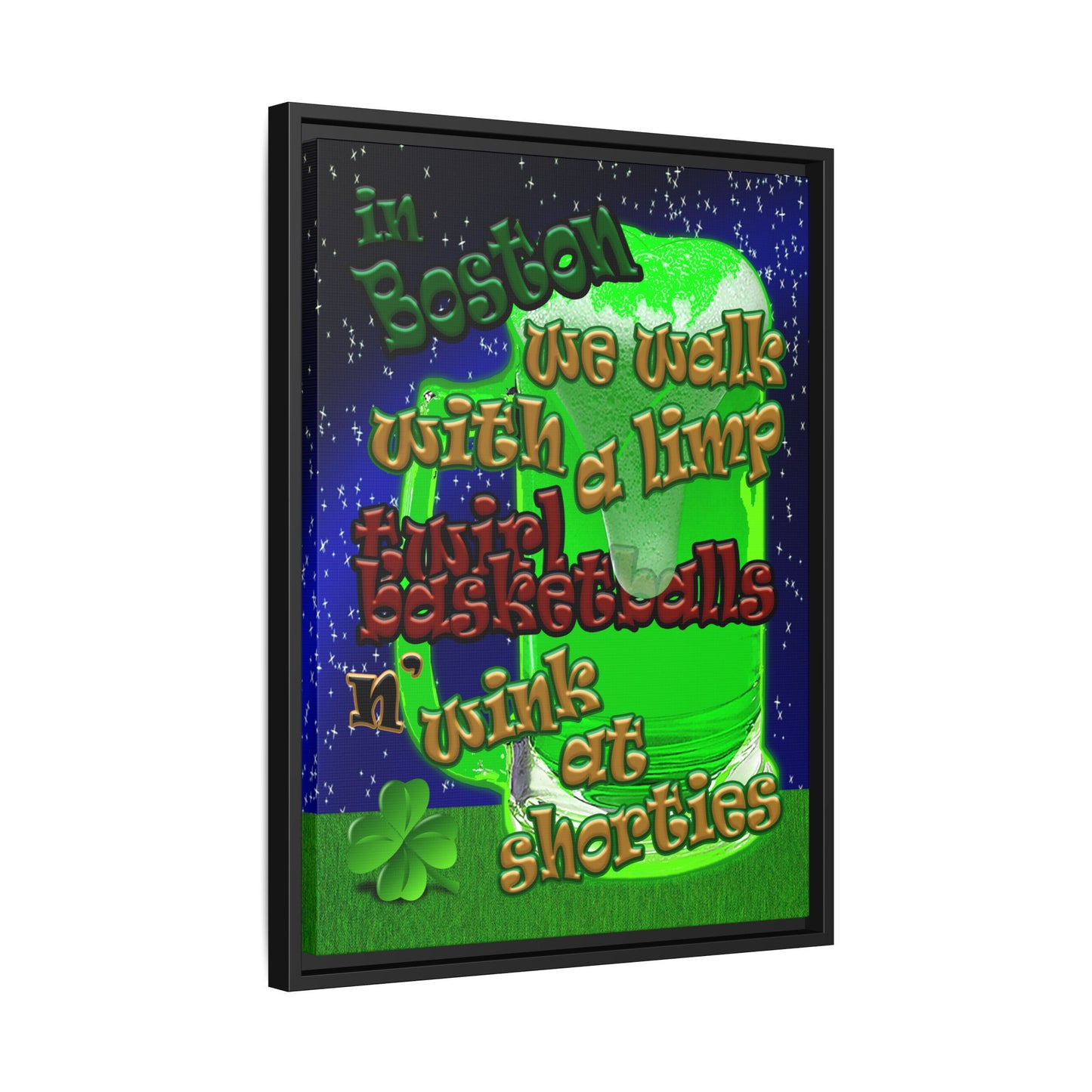 celtics logo - framed canvas art ('snoops' background)