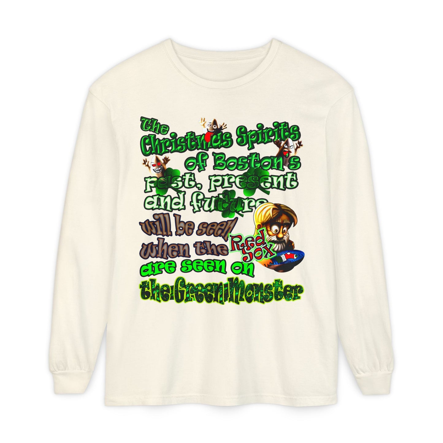 christmas spirits of boston - Unisex Garment-dyed Long Sleeve T-Shirt