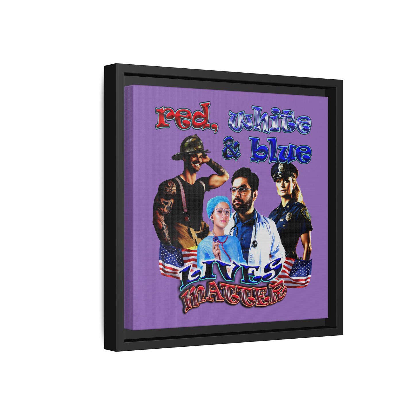 rw&b lives matter - framed canvas art (light purple)
