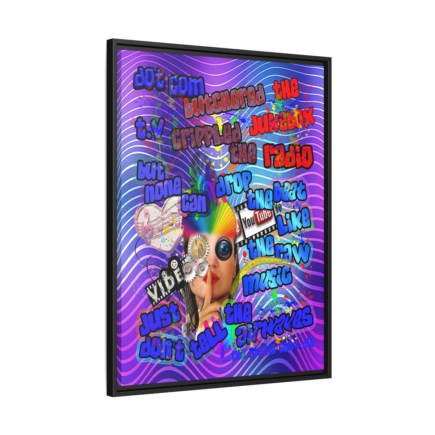 drop the beat - framed canvas art (purple wave)