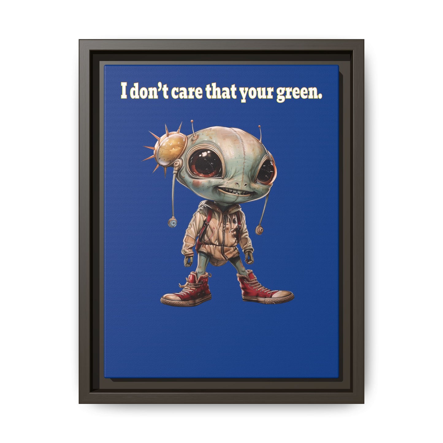 I don't care that your green - framed canvas art (dark blue)