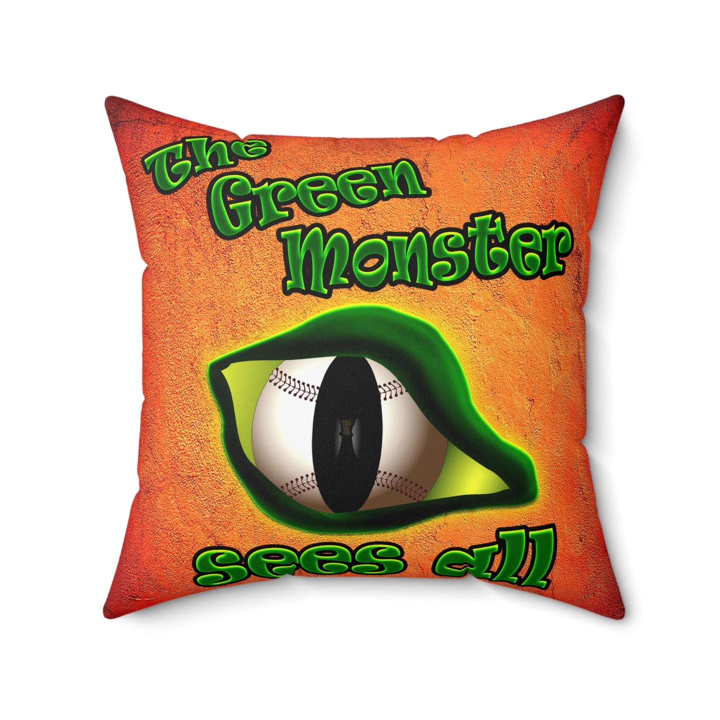 green monster - Spun Polyester Square Pillow - (burnt orange)