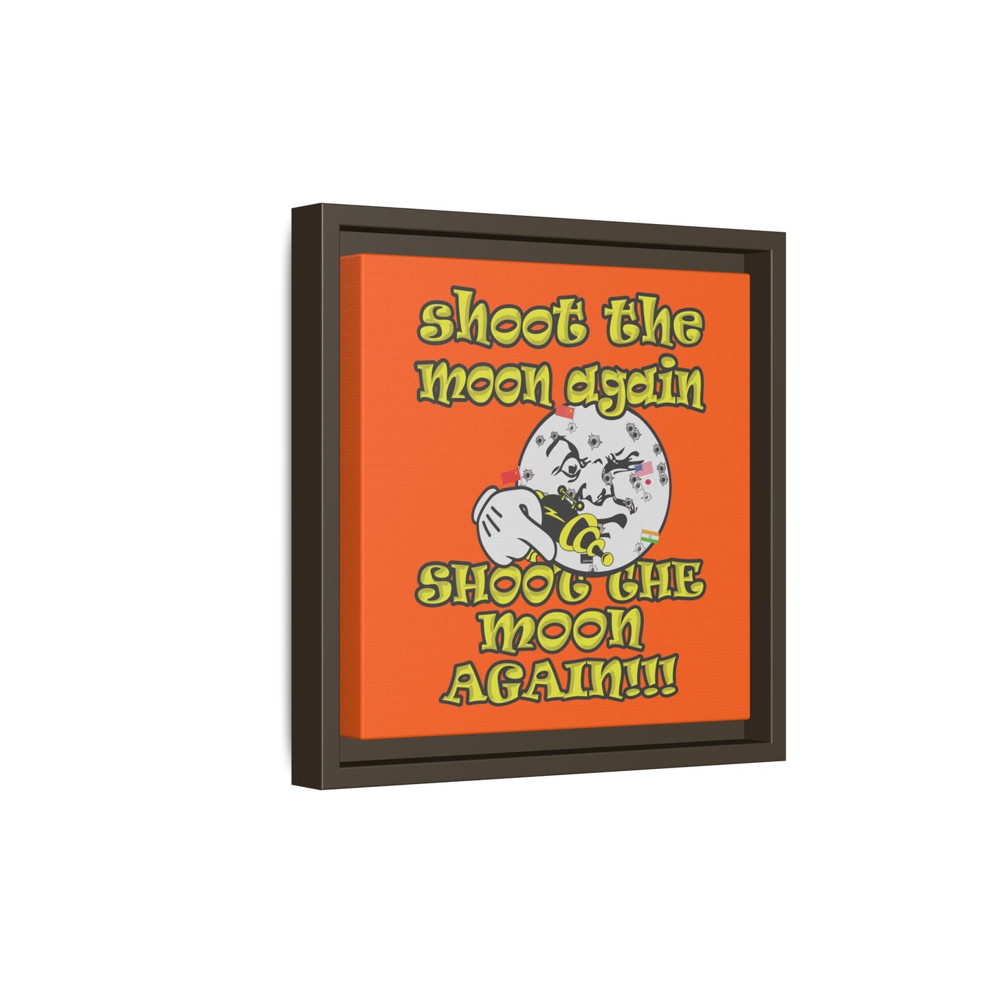 shoot the moon again - framed canvas art (orange)