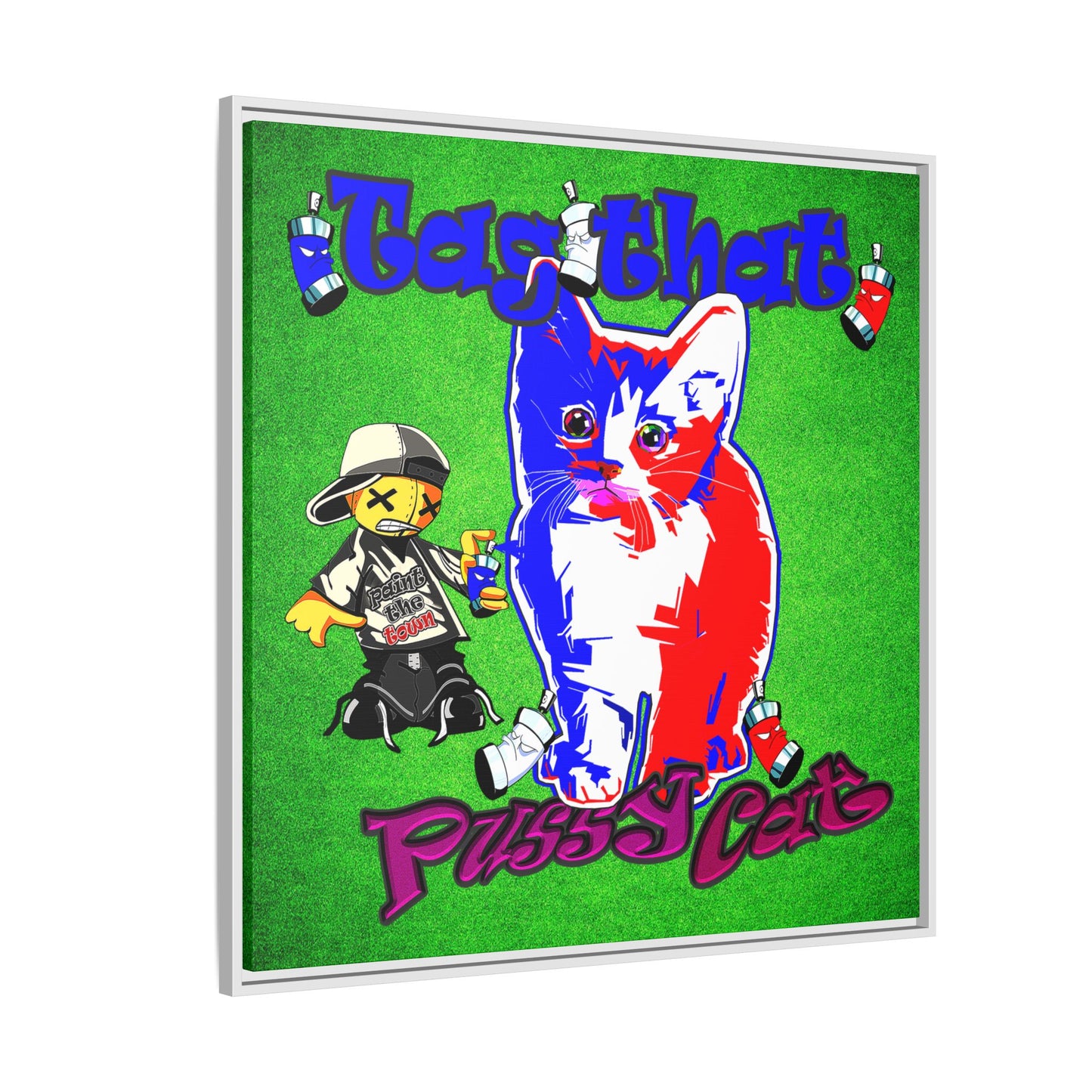 tag that - framed canvas art (green turf)