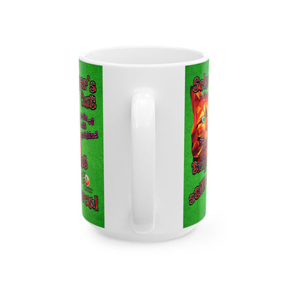 schrodinger's cat - White Mug (green turf)