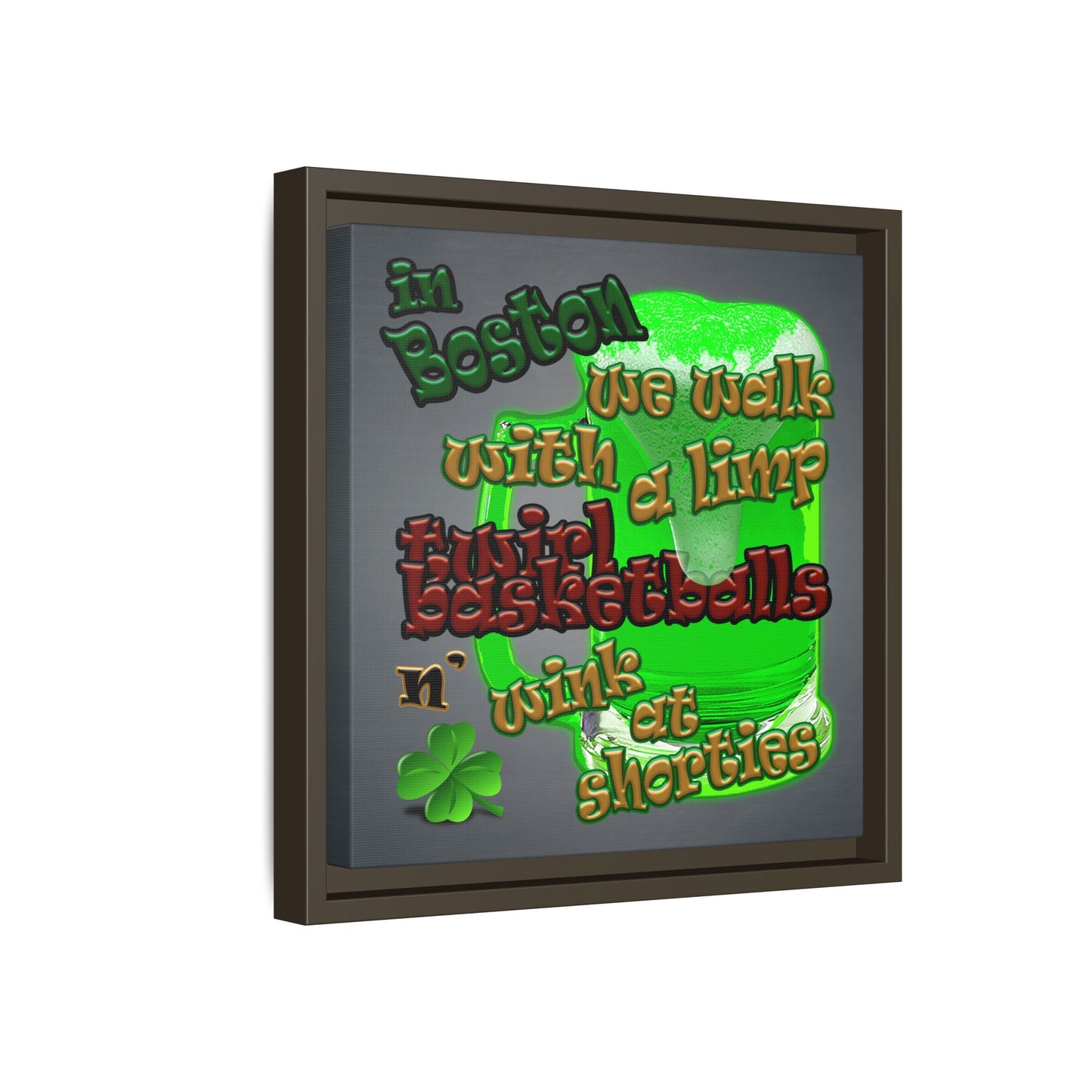 celtics logo - framed canvas art (grey-light grey)