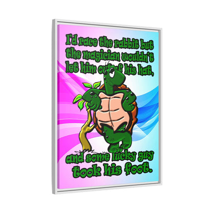 turtle race - framed canvas art (light blue-pink wave)
