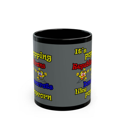 popping like popcorn - Black Mug (dark grey)