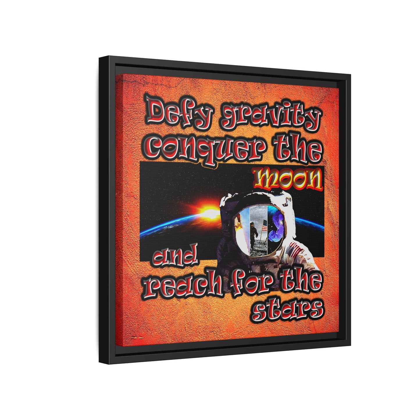 defy conquer reach - framed canvas art (burnt orange)
