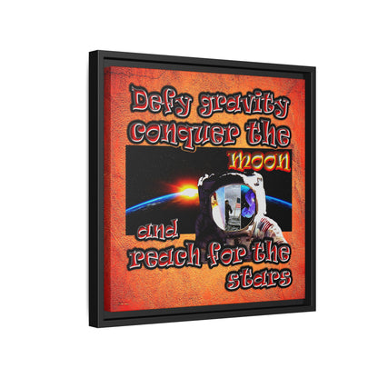 defy conquer reach - framed canvas art (burnt orange)