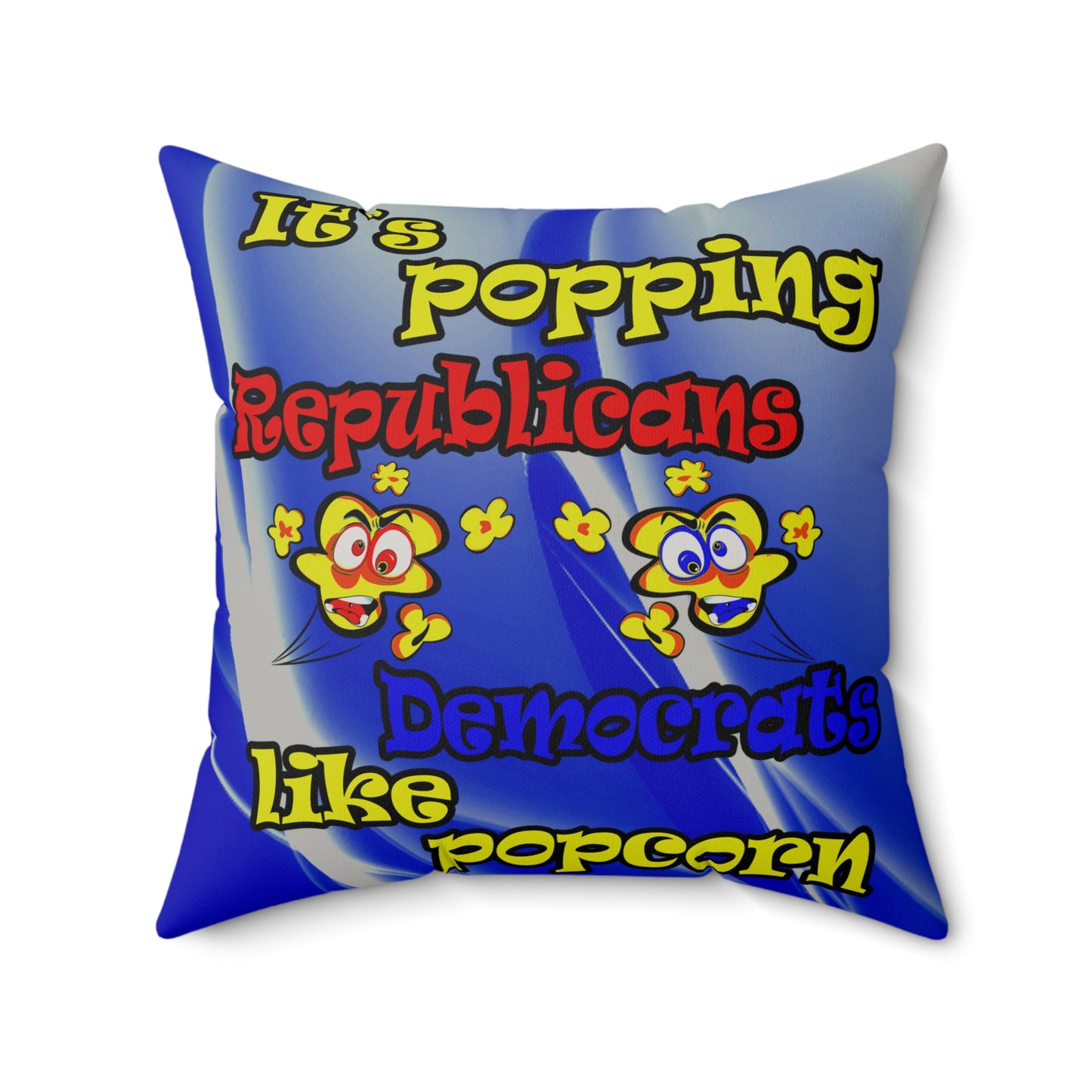 popping like popcorn - Faux Suede Square Pillow - (blue-white wave)