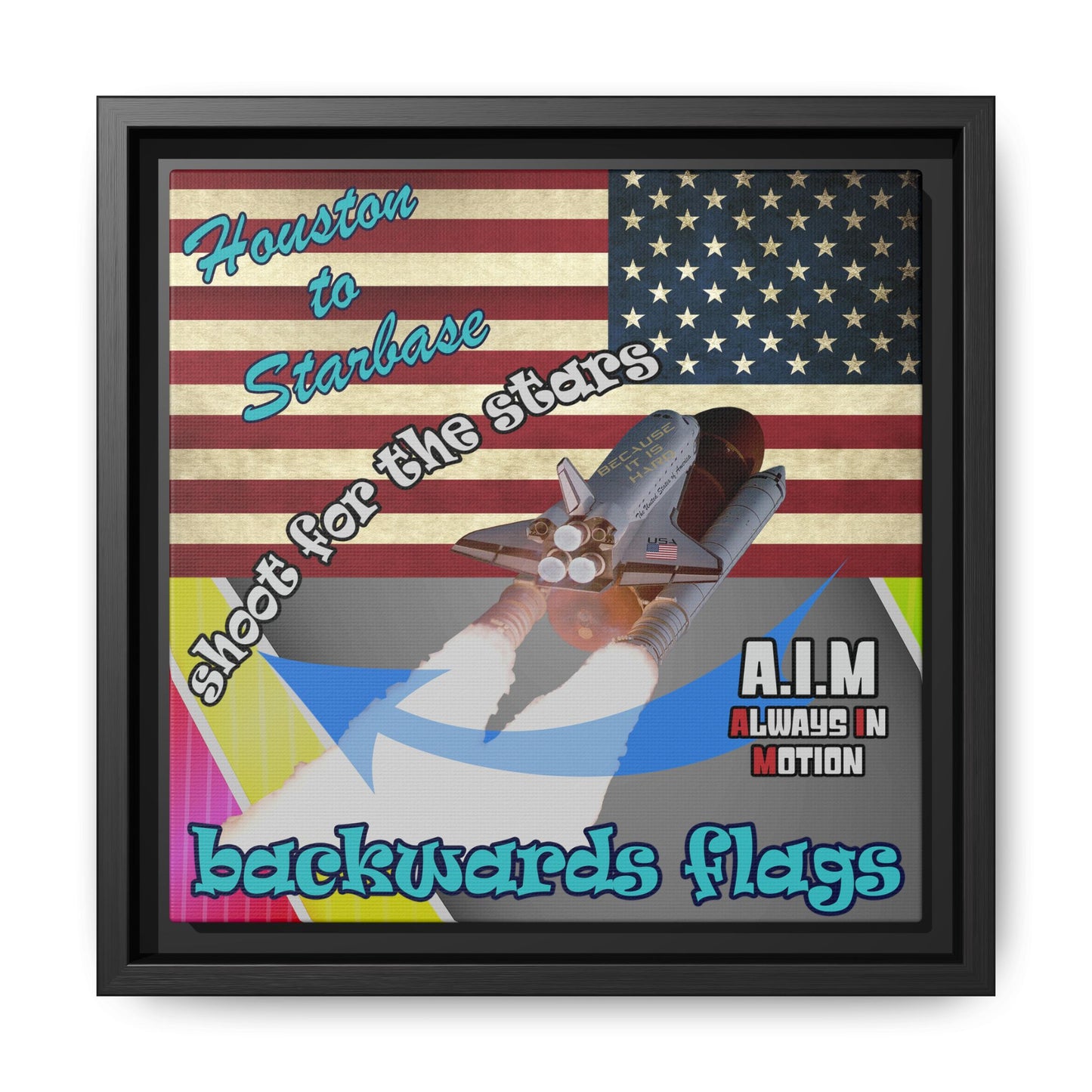 shoot for the stars - framed canvas art (rainbow split)