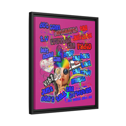 drop the beat - framed canvas art (pink)