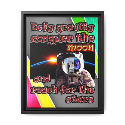 defy conquer reach - framed canvas art (rainbow split)