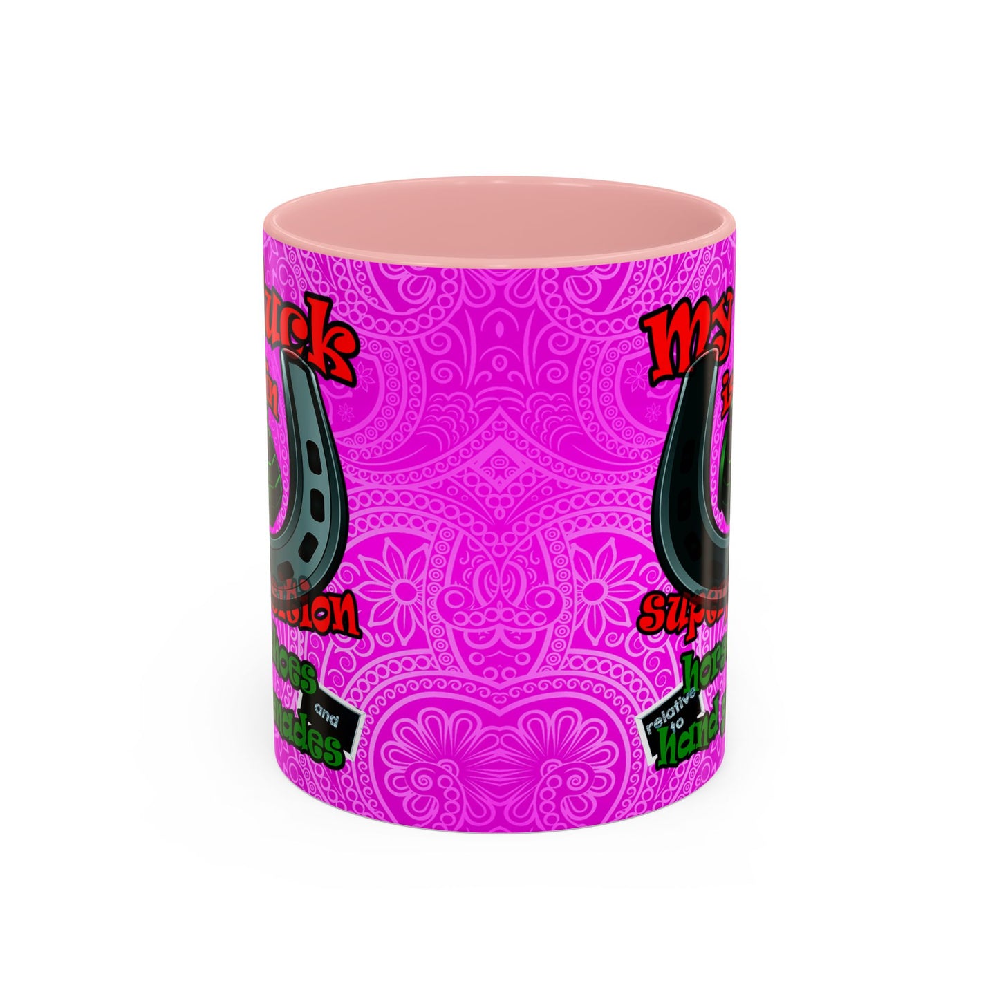 my luck - Accent Mug (pink swirl)