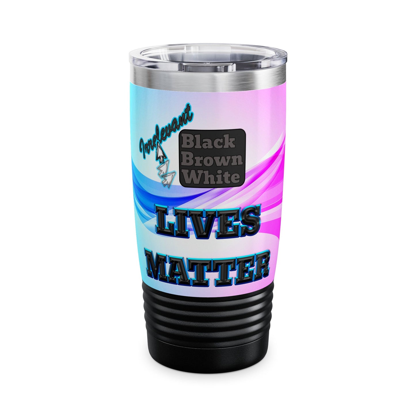 irrelevant - Ringneck Tumbler, 20oz (light blue-pink wave)