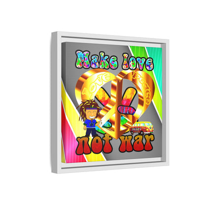love peace - framed canvas art (rainbow split)