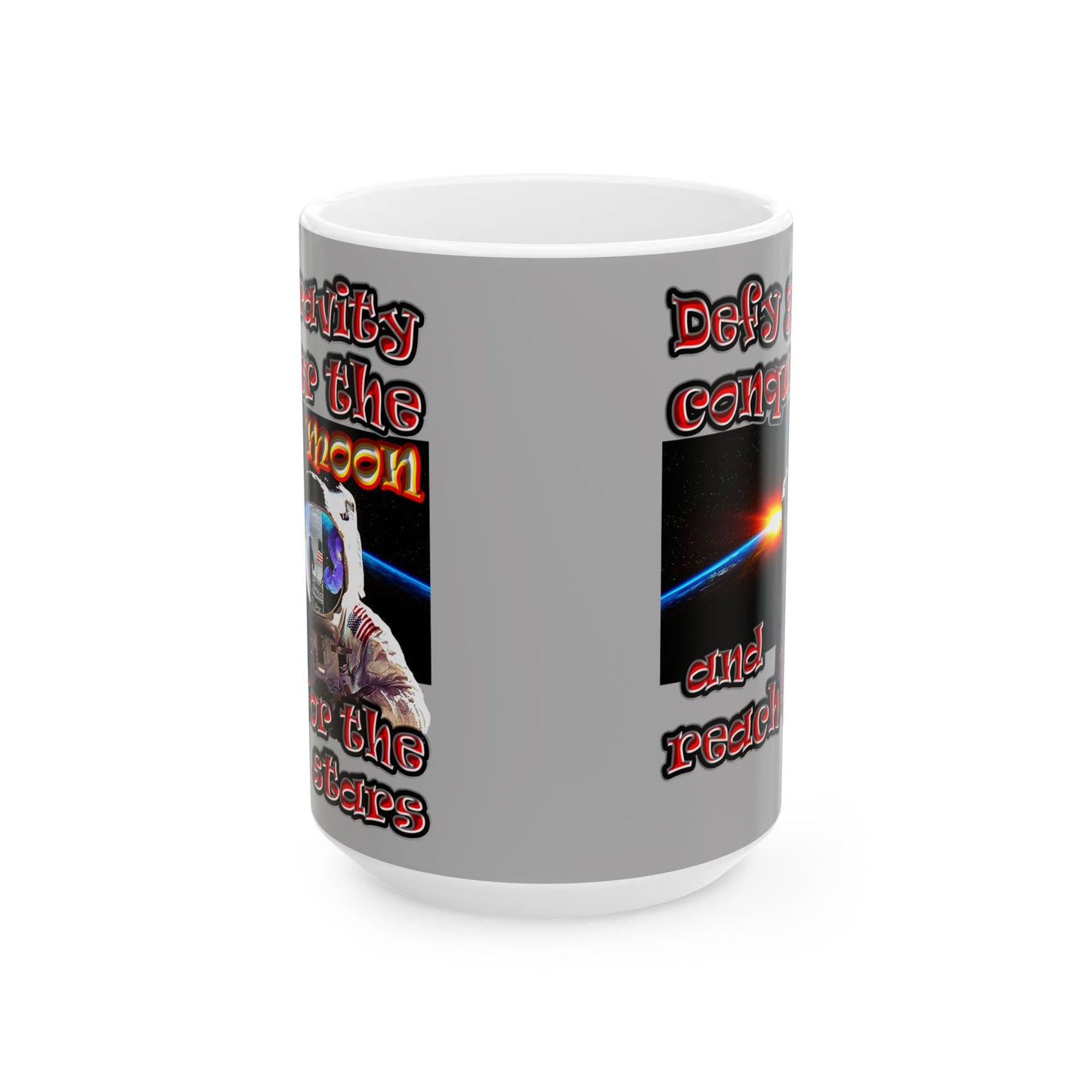 defy conquer reach - White Mug (light grey)
