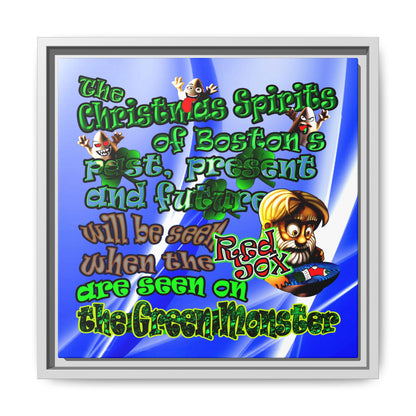 christmas spirits of boston - framed canvas art (blue-white wave)