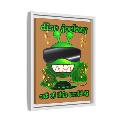 disc jockey - framed canvas art (light brown)