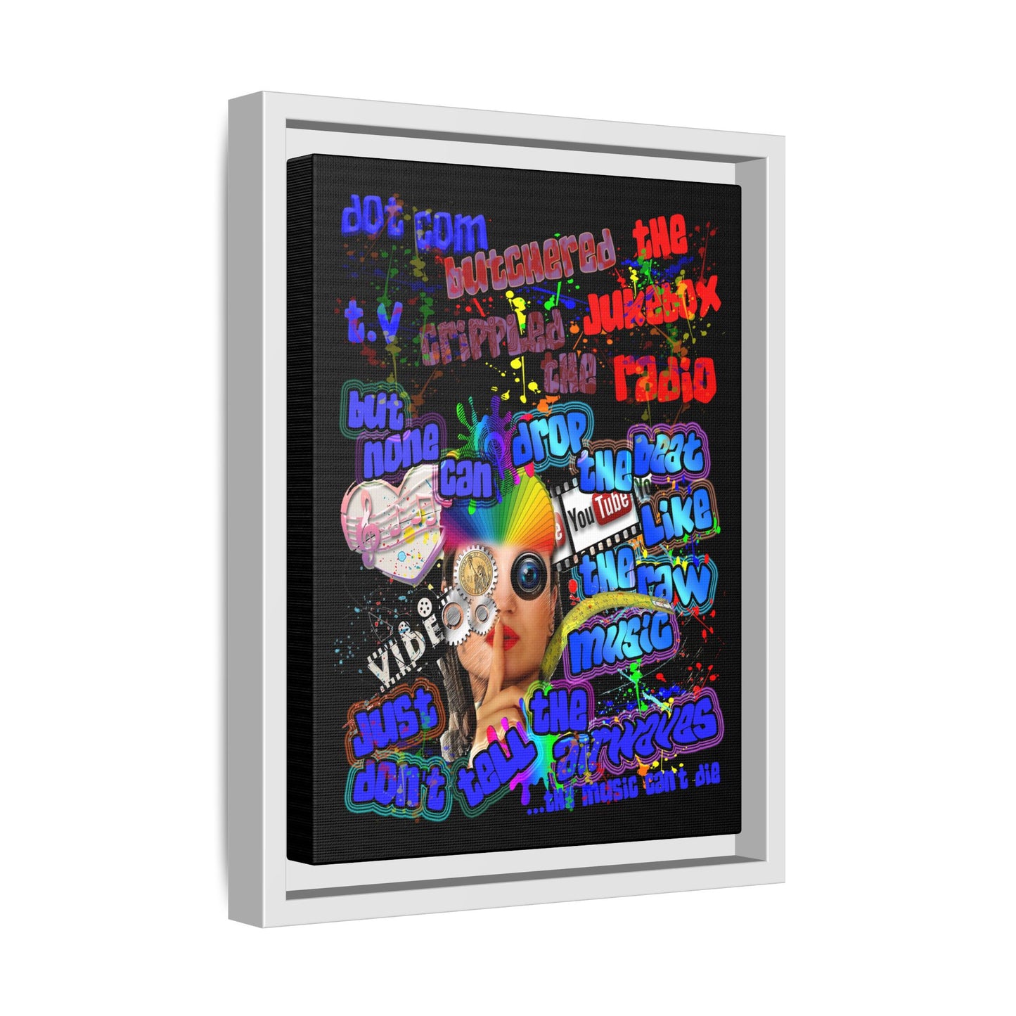 drop the beat - framed canvas art (black)