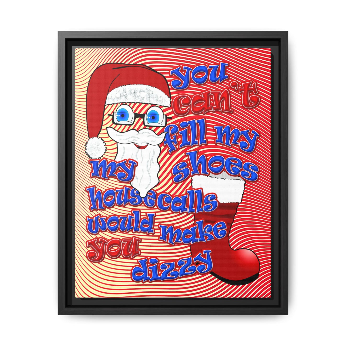 santa's shoes - framed canvas art (yellow-orange wave)