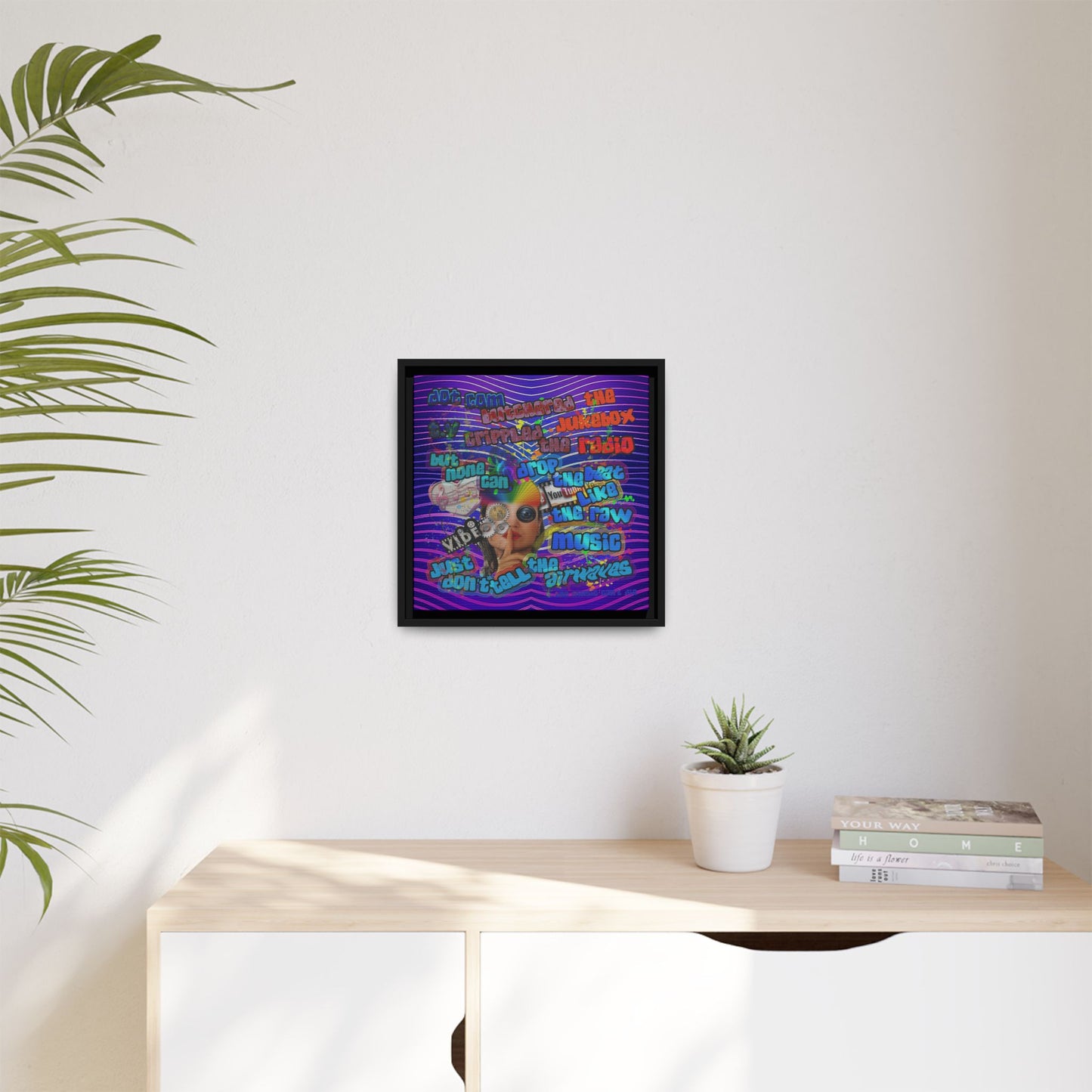 drop the beat - framed canvas art (purple wave)