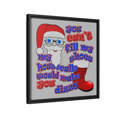 santa's shoes - framed canvas art (light grey)