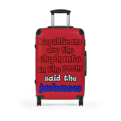 donkeys and elephants - Suitcase (dark red)