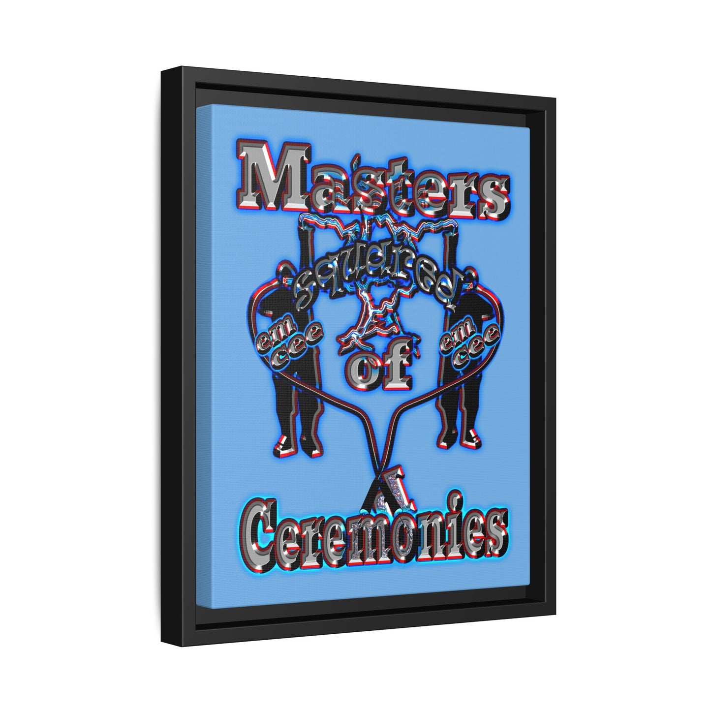em cee squared - framed canvas art (light blue)